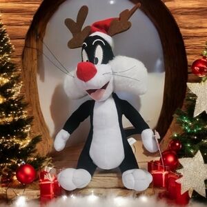 Looney Tunes Sylvester In Santa Hat W Antlers NWT 1997